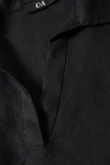 Women - Linen blouse - black