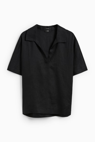 Women - Linen blouse - black
