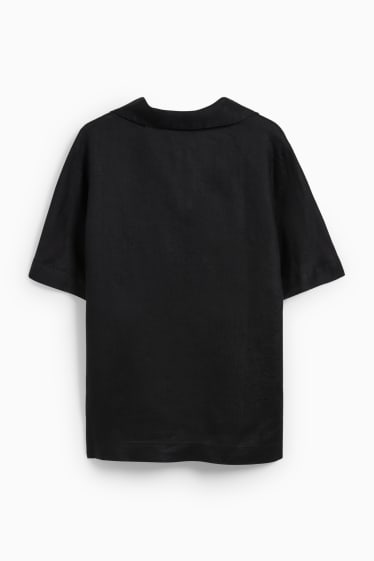 Women - Linen blouse - black