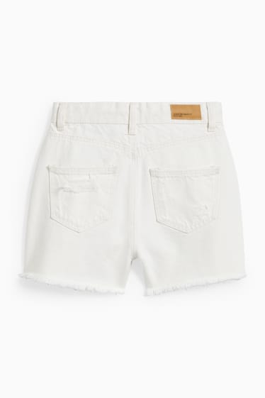 Enfants - Short en jean - blanc crème