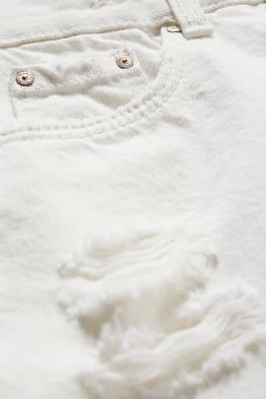 Dětské - Džínové šortky - krémově bílá