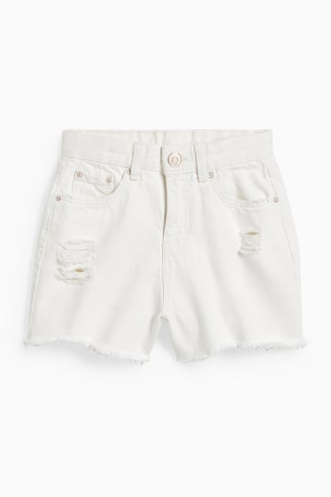 Enfants - Short en jean - blanc crème