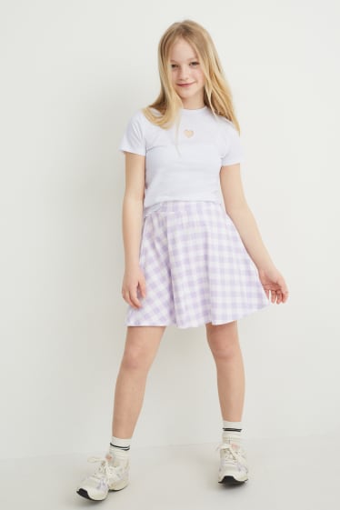 Bambine - Set - t-shirt e gonna - 2 pezzi - bianco