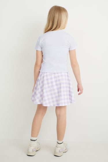 Children - Set - short sleeve T-shirt and skirt - 2 piece - white