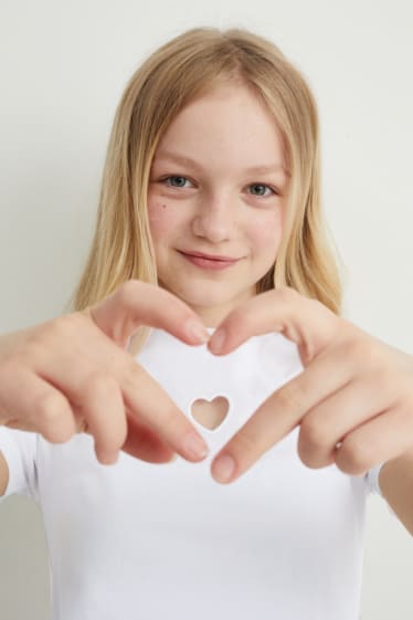 Bambine - Set - t-shirt e gonna - 2 pezzi - bianco