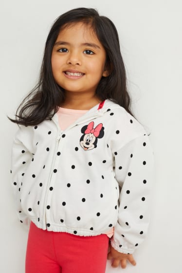 Enfants filles - Minnie Mouse - sweat zippé à capuche - à pois - blanc crème