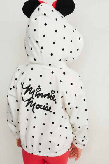 Children - Minnie Mouse - zip-through sweatshirt with hood - polka dot - cremewhite
