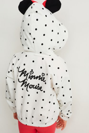 Enfants filles - Minnie Mouse - sweat zippé à capuche - à pois - blanc crème