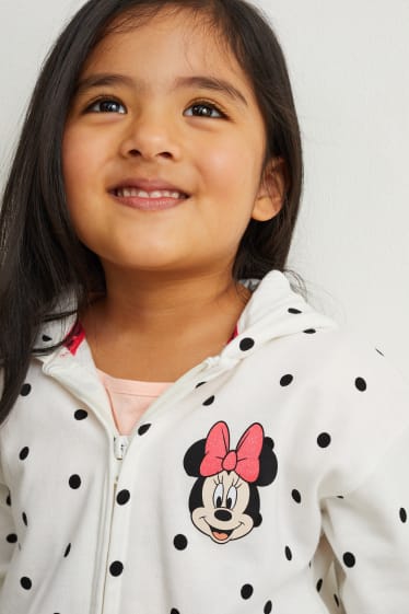 Enfants filles - Minnie Mouse - sweat zippé à capuche - à pois - blanc crème