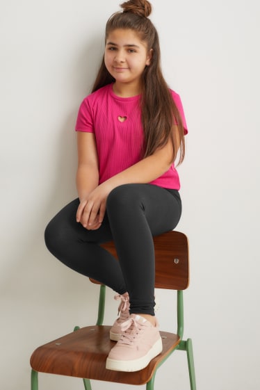 Kinderen - Uitgebreide maten - set van 2 - legging - zwart