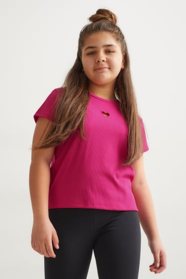 Enfants filles - Coupe ample - lot de 2 - T-shirts - rose