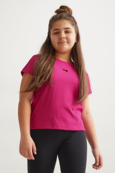 Niños - Talla grande - pack de 2 - camisetas de manga corta - fucsia