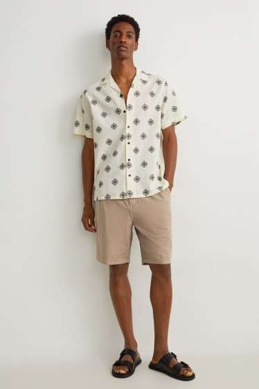 Uomo - Shorts - misto lino - marrone chiaro