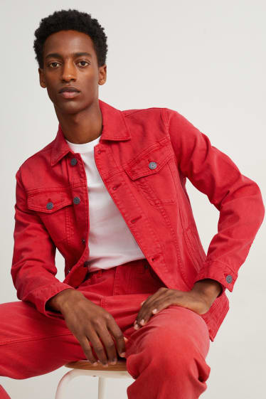 Hommes - Veste en jean - rouge