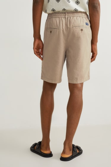 Hombre - Shorts - mezcla de lino - marrón claro