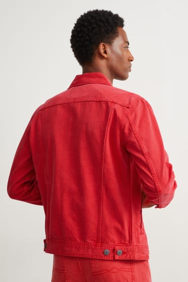 Men - Denim jacket - red