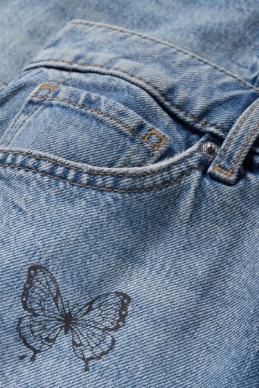 Dames - CLOCKHOUSE - korte spijkerbroek - high waist - jeansblauw