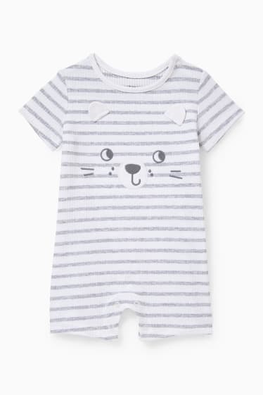 Babies - Baby sleepsuit - striped - white