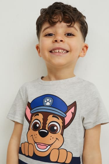 Children - PAW Patrol - set - short sleeve T-shirt and shorts - 2 piece - light gray-melange