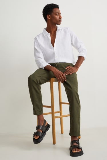 Uomo - Camicia in lino - regular fit - cutaway - bianco