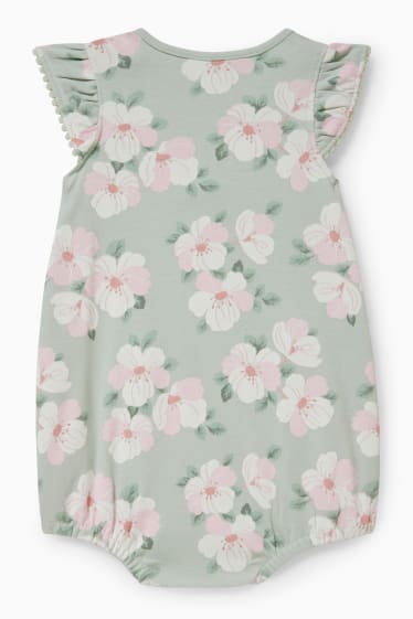 Miminka - Pyžamo pro miminka - s květinovým vzorem - mátově zelená