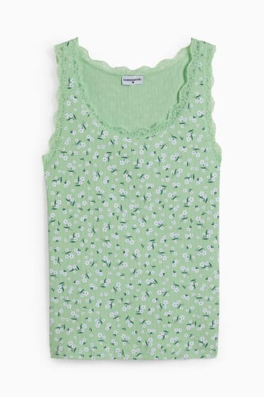 Femmes - Top - à fleurs - vert clair