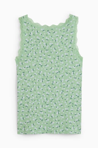 Femmes - Top - à fleurs - vert clair