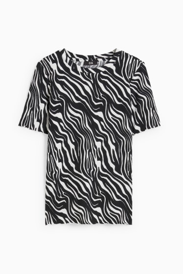 Damen - T-Shirt - gemustert - schwarz / weiß