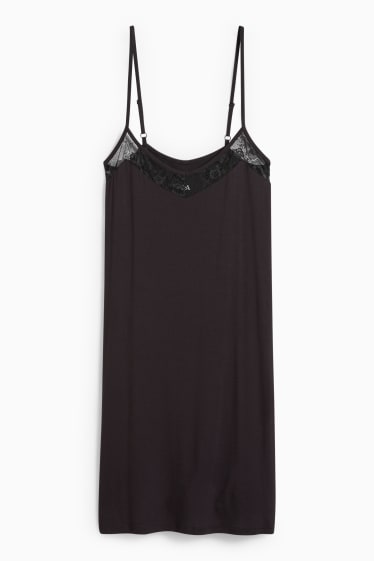 Damen - Viskose-Nachthemd - schwarz