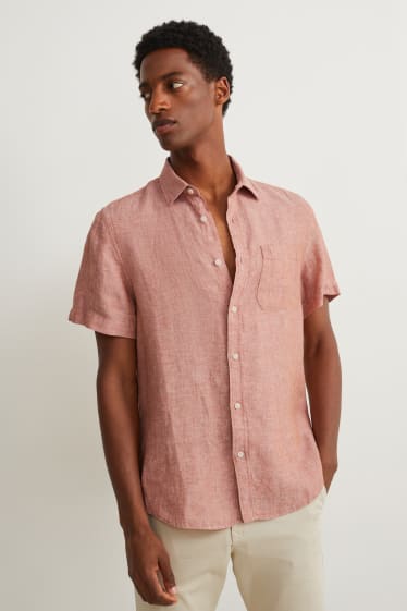 Uomo - Camicia in lino - regular fit - Kent - arancio scuro