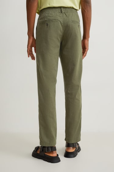 Home - Chino - tapered fit - mescla de lli - verd fosc