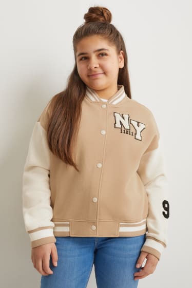 Enfants - Coupe ample - sweat zippé en molleton - beige