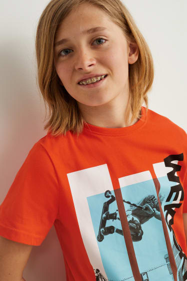 Enfants garçons - Lot de 2 - T-shirts - blanc / orange