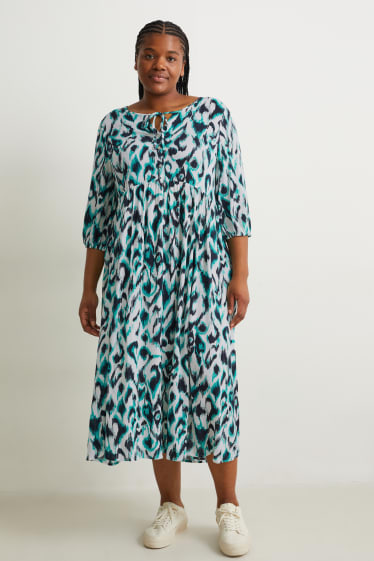 Femmes - Robe-chemisier - vert / blanc crème