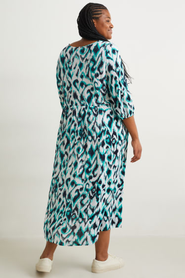 Femmes - Robe-chemisier - vert / blanc crème