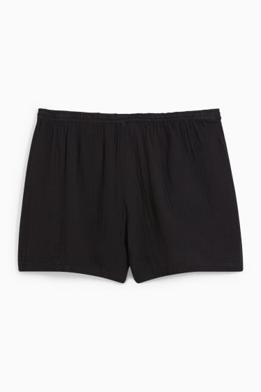 Donna - Shorts in mussola - vita media - nero
