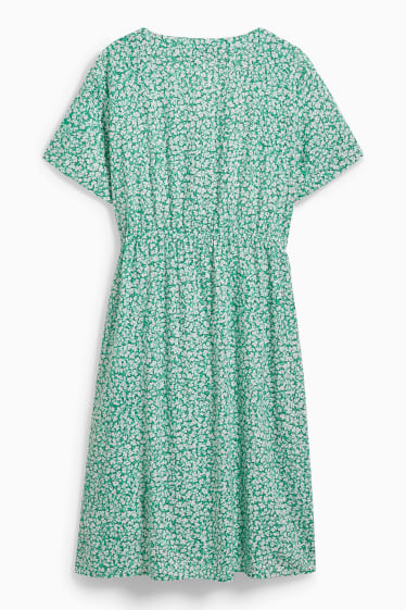 Dámské - Kojící šaty - s květinovým vzorem - zelená