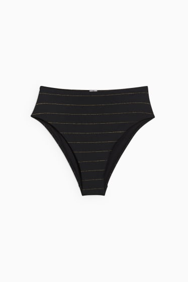 Donna - Slip bikini - vita alta - LYCRA® XTRA LIFE™ - a righe - nero