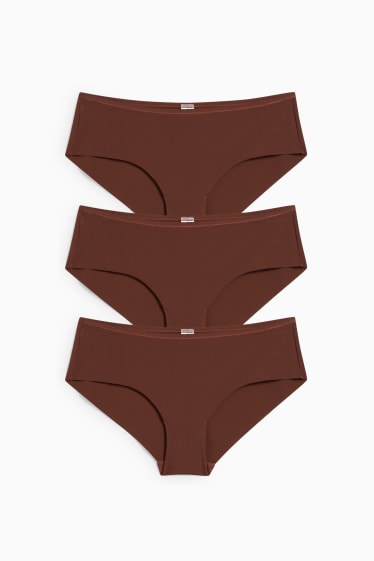 Dona - Paquet de 3 - calces hipster - LYCRA® - marró fosc