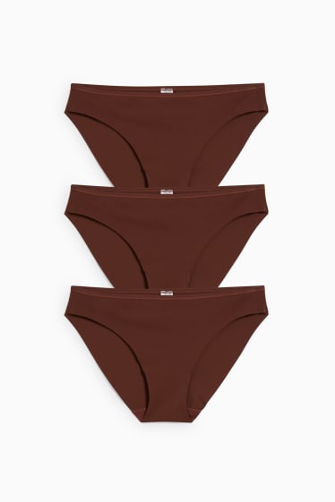 Femmes - Lot de 3 - culottes - LYCRA® - marron foncé