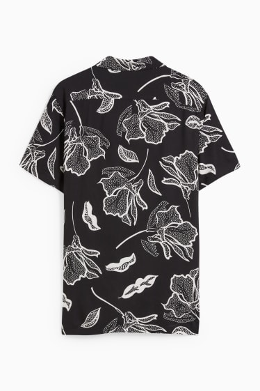 Heren - Overhemd - slim fit - reverskraag - zwart