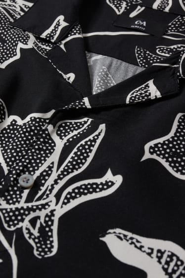 Heren - Overhemd - slim fit - reverskraag - zwart
