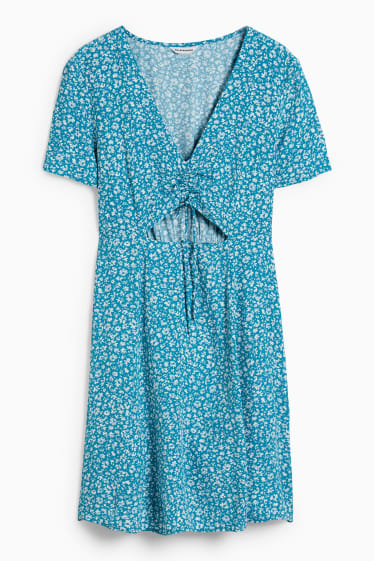Femmes - CLOCKHOUSE - robe fit & flare - à fleurs - turquoise foncé