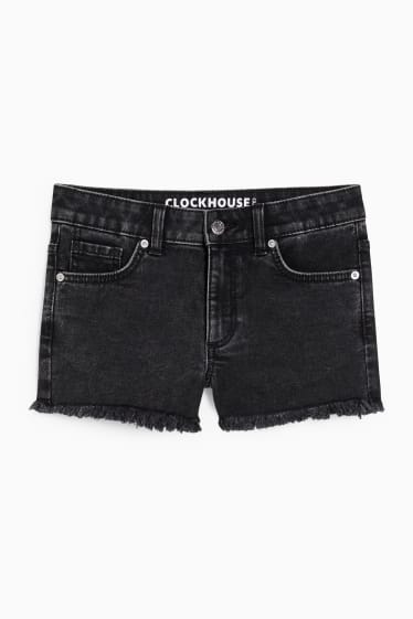 Dames - CLOCKHOUSE - korte spijkerbroek - low waist - LYCRA® - jeansdonkergrijs