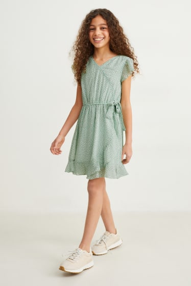 Enfants - Robe - à motif - vert menthe