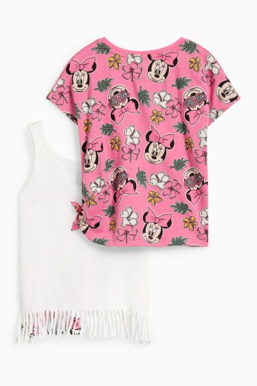Kinder Mädchen - Minnie Maus - Set - Top und Kurzarmshirt - 2 teilig - cremeweiss