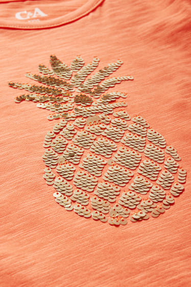 Kinder Mädchen - Set - Kurzarmshirt und Scrunchie - 2 teilig - orange