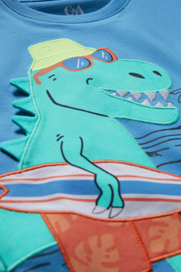 Kinder - Dino - Kurzarmshirt - blau