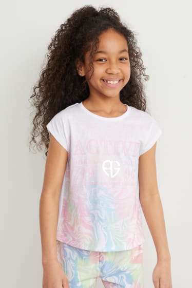 Kinder Mädchen - Kurzarmshirt - gemustert - weiss