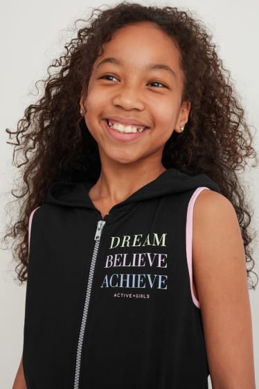 Children Girls - Jumpsuit with hood - black